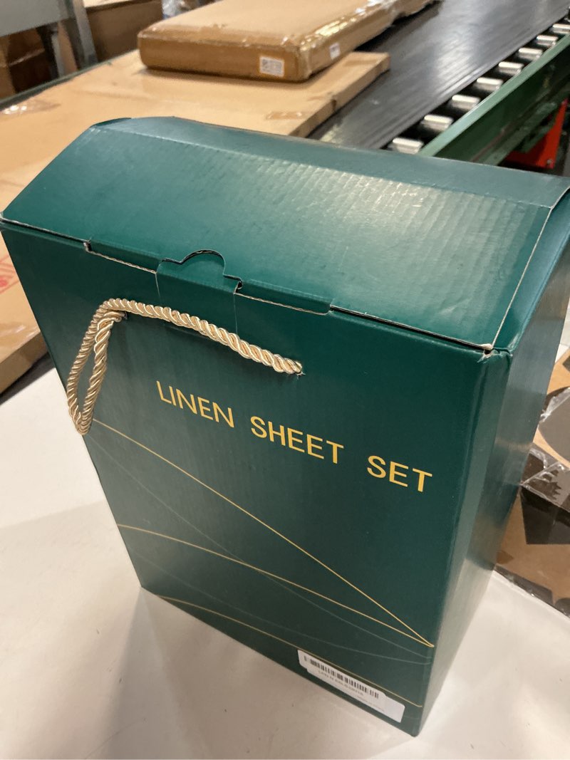 Condition photo showing New/Like New for sonoro kate 100% french pure linen sheets, breathable and durable linen king size sheets, anti-tear linen bed sheets, machine washable, 16 inch deep pocket - 4 piece (cream, king) cream king(16"deep)