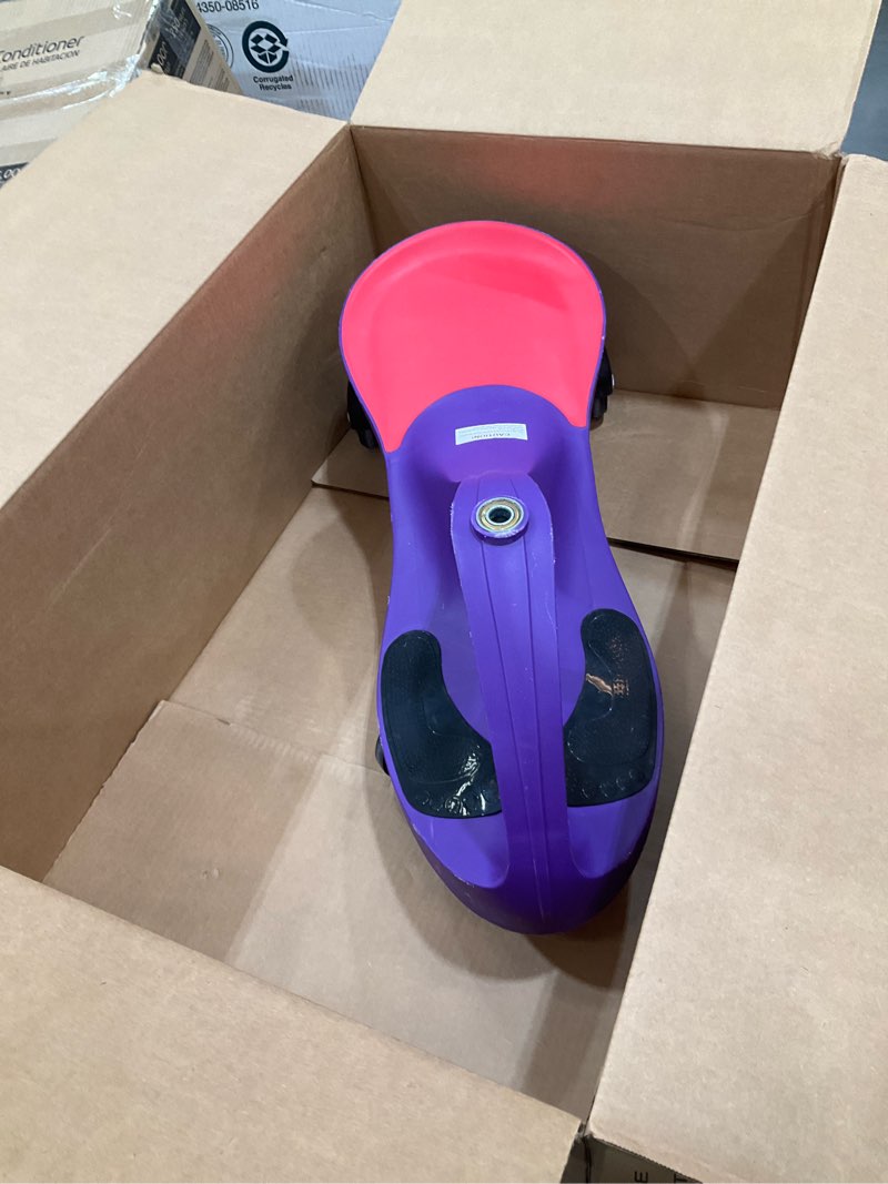 Condition photo showing As Is for incomplete, missing handles, wiggle car ride on toy - no batteries, gears or pedals - twist, swivel, go - outdoor ride ons for kids 3 years and up by lil rider (purple)