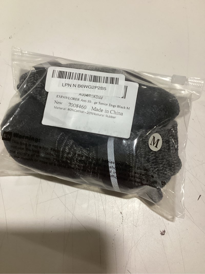 Condition photo showing Good Condition for EXPAWLORER Anti Slip Dog Socks to Prevent Licking Paws, Shoes for Snow Winter, Boots & Paw Protectors with Grippers, Waterproof Booties for Hardwood Floors for Small Medium Large Senior Dogs Black M Medium Black