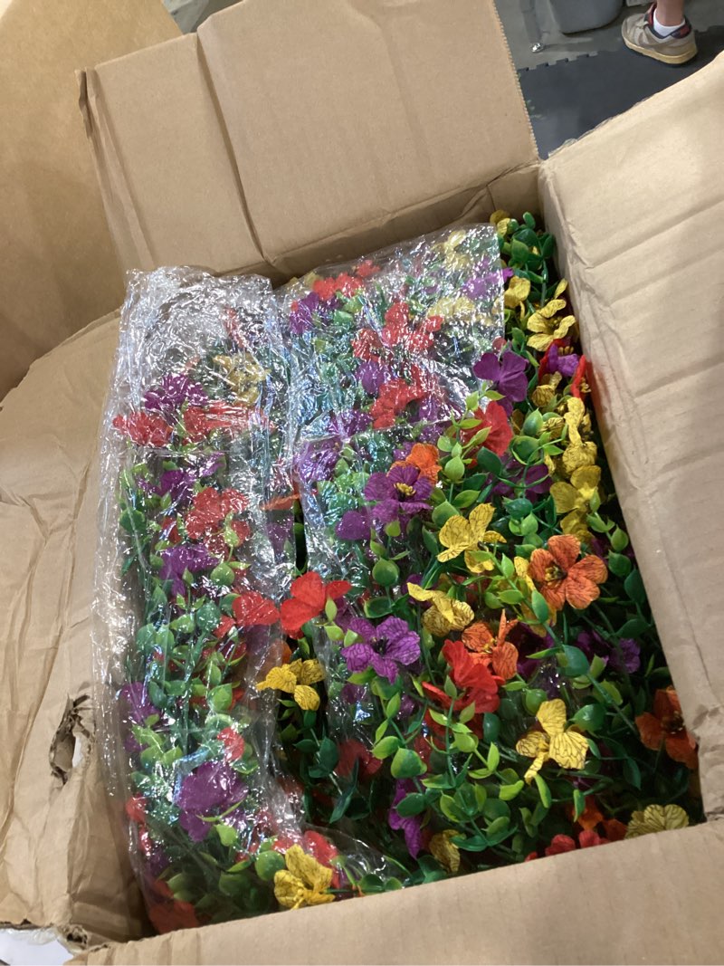 Condition photo showing Good Condition for hoteam 48 pack artificial hanging flowers plants for outdoors 30 inch uv resistant fake plastic faux artificial plants bulk for planter porch patio yard garden wedding wall indoor mixed colors 48