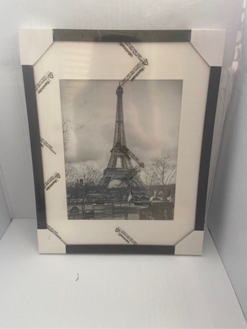 Picture Frame 15 By 12. Black New Factory Sealed Image of the Eiffel Tower