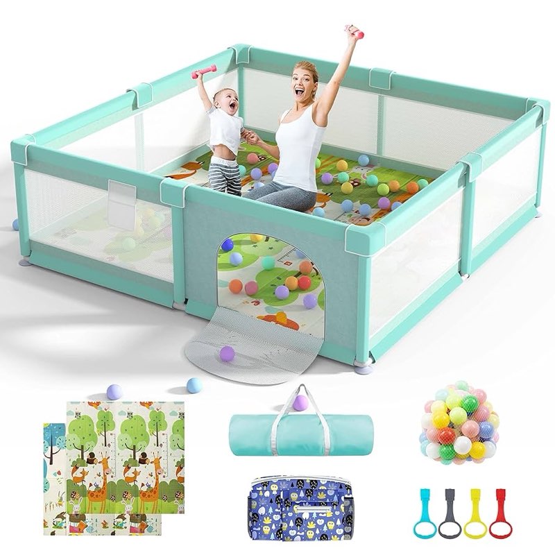 LUTIKIANG Playpen, 79\" X 71\" Extra Large Playpen, Play Pen for Babies and Toddlers, Kids Play Pen, Sturdy Safety Play Yard, Baby Fence with gate, Play Pin for Toddler 
