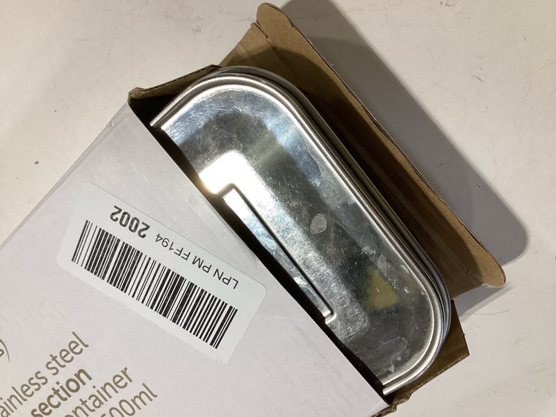 Condition photo showing As Is for LunchBots Medium Uno Stainless Steel Sandwich Container - Open Design for Wraps - Salads or a Small Meal - Eco-Friendly - Dishwasher Safe and BPA-Free - Aqua Dots 1 section Aqua Dots