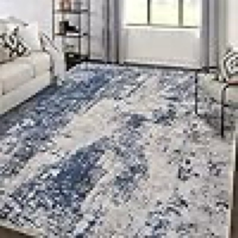 (Similar)Area Rugs 10x14 Living Room: Large Soft Washable Rug Modern Abstract Anti-Skid Non-Shedding Carpet Indoor Floor Thin Carpets for Bedroom Dining Room Farmhouse Nursery Home Office Blue
