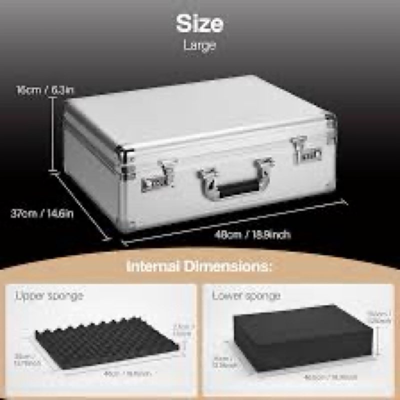 GODLONSEN Combination Lock Box - Locking Storage Case with Customizable Foam, 16.9" Portable Lockabl