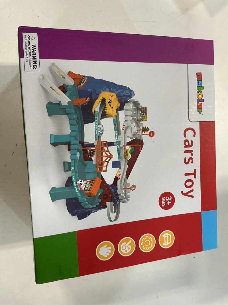 Condition photo showing New/Like New for Dinosaur Race Car Tracks for Toddlers 2-4 Years, Dinosaur Climbing Hills Railcar, Toy Car Track Play Set with 7 Small Race Cars, Preschool Birthday Gifts for 3 4 5 6 7 8 Year Old Boys Girls