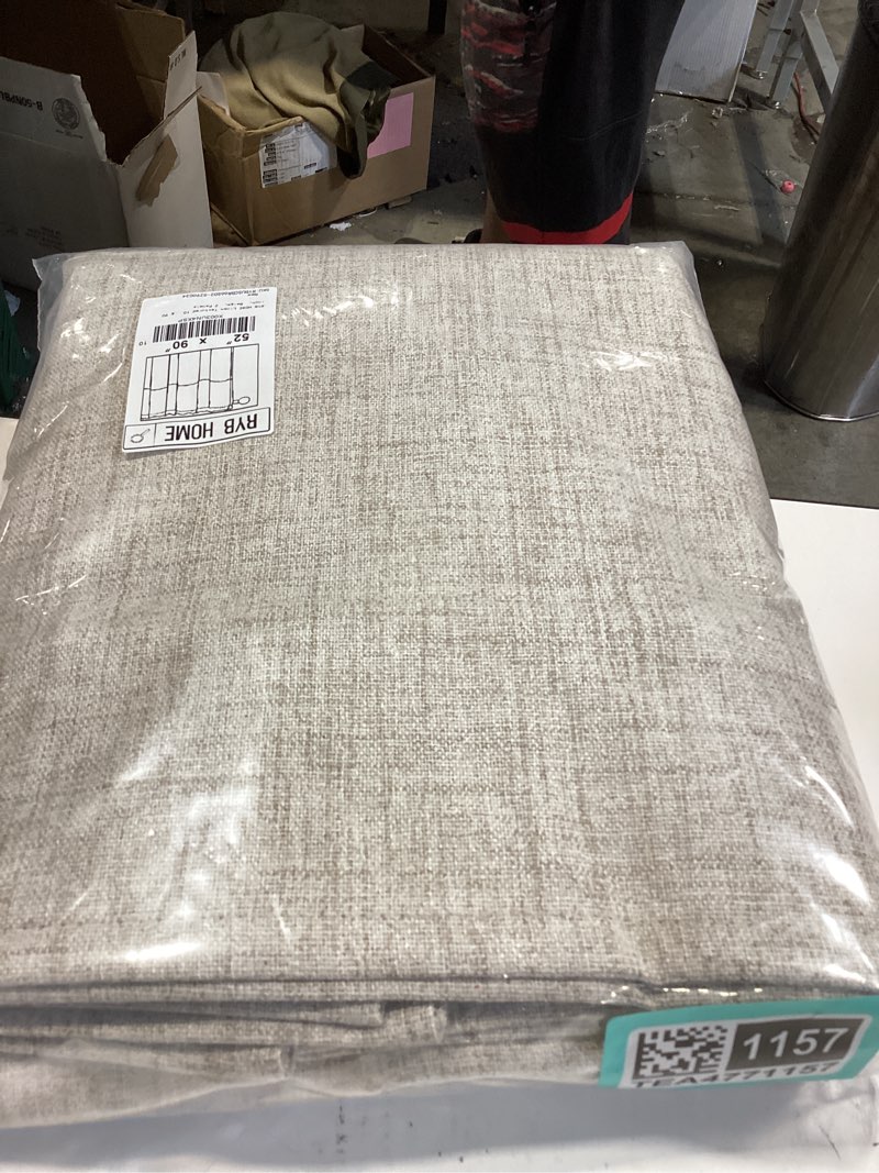 Condition photo showing New/Like New for ryb home linen textured 100% blackout curtains for bedroom, insulating energy saving window curtains for living room dining patio sliding glass door, wide 52 x long 90 inch, beige, 2 panels 52"w x 90"l (pack of 2) natural beige