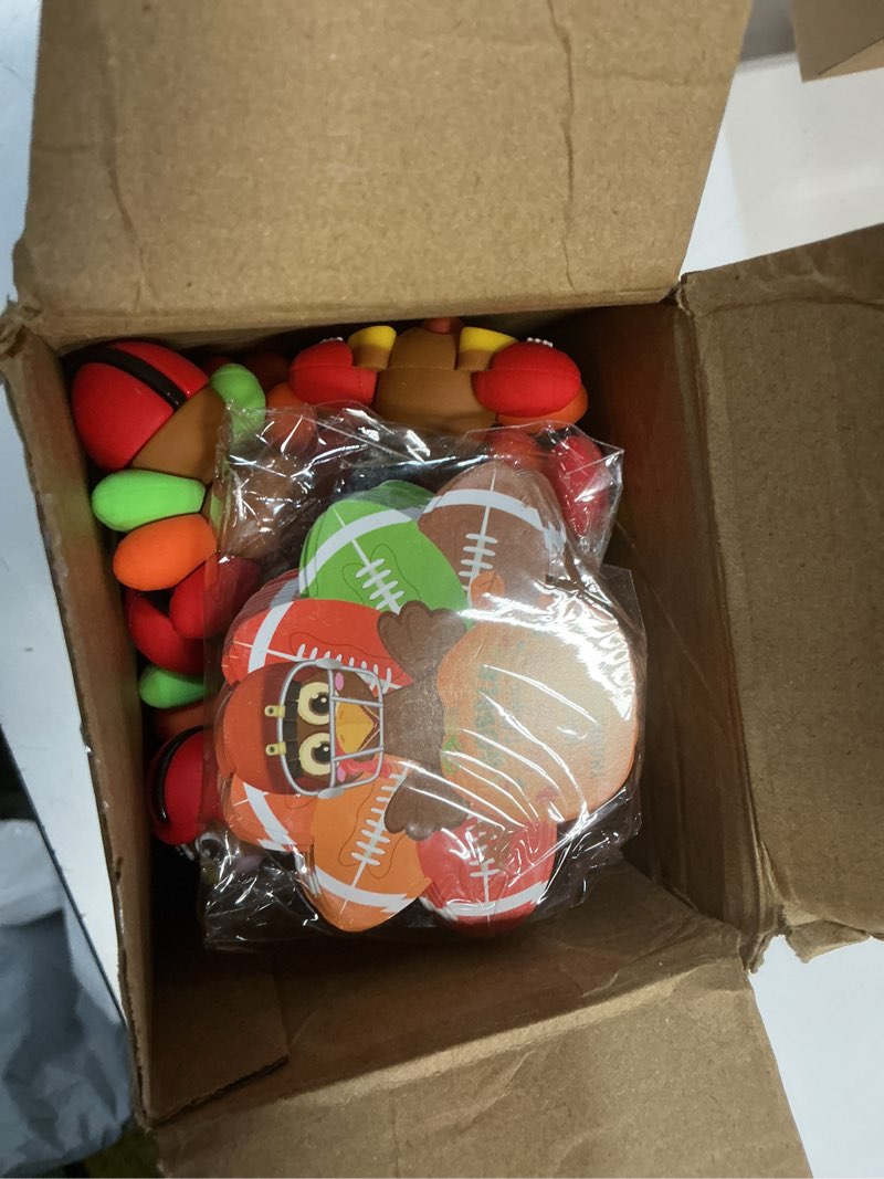 Condition photo showing New/Like New for Sotiff 48 Sets 3D Turkey Toys Thanksgiving Football Miniature Turkey Figurines to Hide and Seek 3D Novelty Little Party Gift with Cards for Fall Autumn Home Table Tray Decoration 96