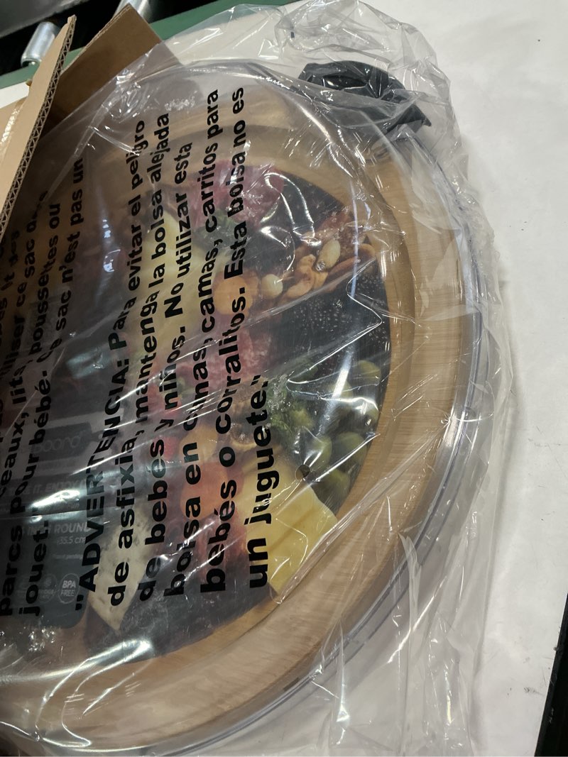 Condition photo showing Good Condition for FARBERWARE Build-a-Board Cutting Board with Single Compartment and Clear Locking Lid for Charcuterie, Snacks, and More, Bamboo Black/Bamboo 1 Compartment