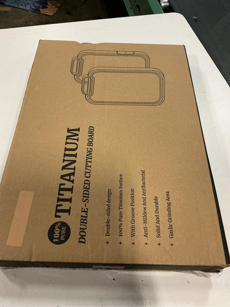 Condition photo showing New/Like New for Titanium Cutting Board for Kitchen, Cutting Boards Non Toxic Double Sided Metal Pure Titanium and Wheat Straw PP Chopping Board Food Grade Easy to Clean Large Size 16"*10"*0.9"(White)