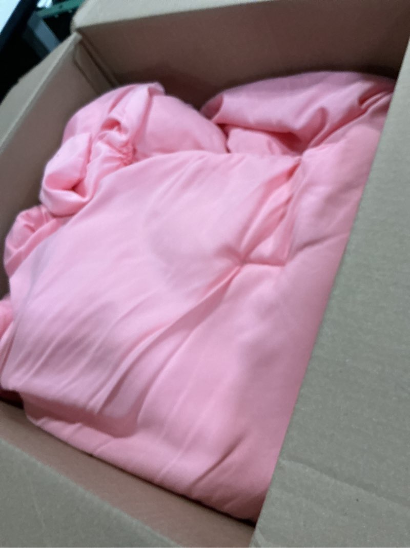 Condition photo showing As Is for BEDELITE Pink Comforter Set Full - 3 Peices Boho Pintuck Bedding Comforter Sets, Lightweight Soft & Warm Twin Bedding Sets with 2 Pillowcase for All Season Pink Full(82"x86")