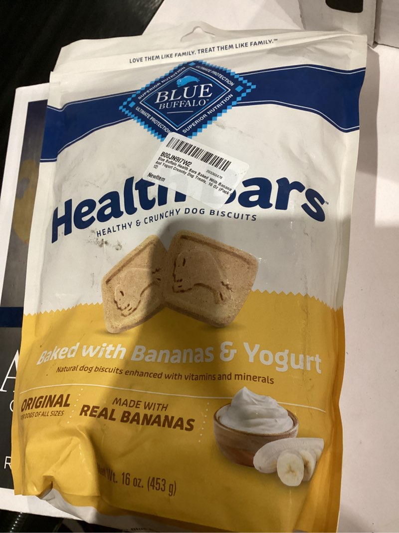 Blue Buffalo Health Bars Baked With Banana And Yogurt Crunchy Dog Treats, 16 Oz (Pack Of 12)