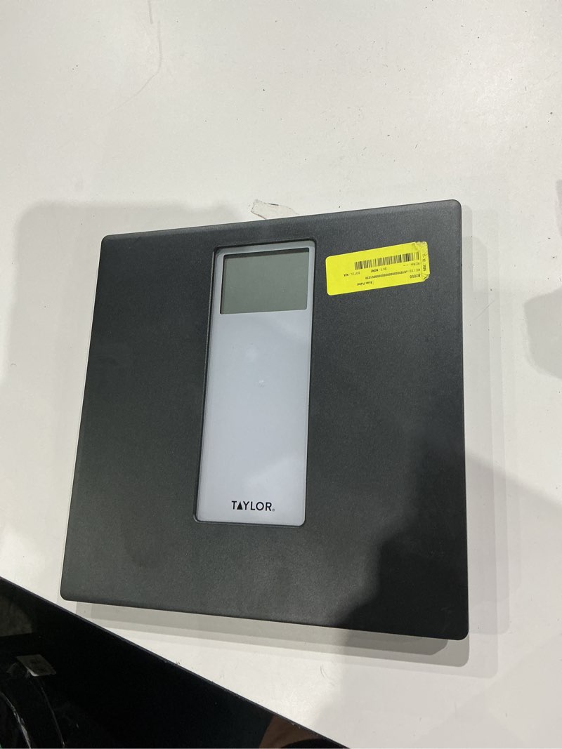 Condition photo showing As Is for taylor 12.0" x 12.0" digital body weight scale battery powered, fsa hsa eligible, 400 lb capacity, black/grey
