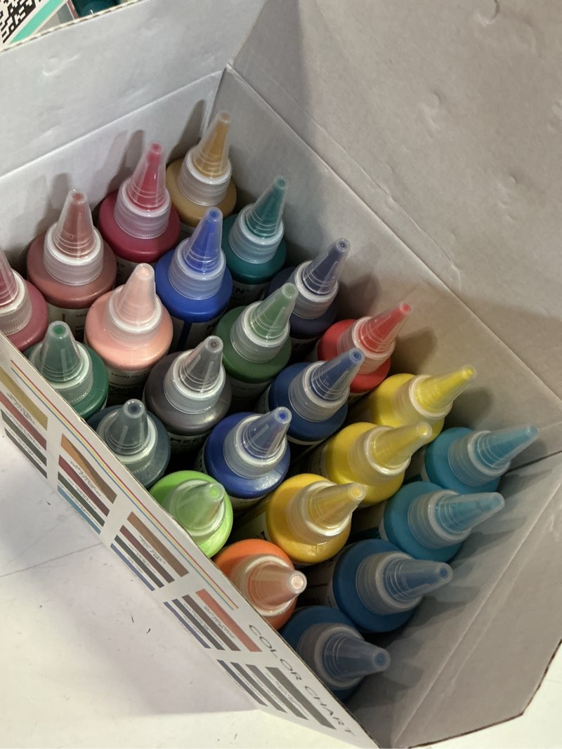 Condition photo showing Good Condition for meeden soft body acrylic paints set: matte finish 24 colors x 60ml/2oz fluid acrylic paints for art painting on canvas wood & glass for students adults artists 24 colors set