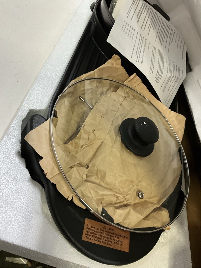 Condition photo showing Good Condition for 2 in 1 Electric Smokeless Hot Pot with Grill, 2200W Removable Hotpot Pot, Korean BBQ and Shabu Indoor Combo,Non-Stick Skillet Pan, Dual Adjustable Temperature, 1-6 People 3 Quarts Electric Hot Pot