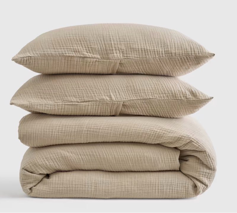quince airy gauze duvet cover set queen dune