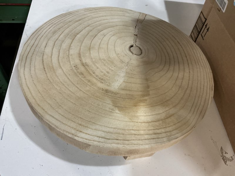 Condition photo showing Good Condition for Santa Barbara Design Studio Table Sugar Paulownia Wood Pedestal Tray, 15-Inch Diameter, Natural