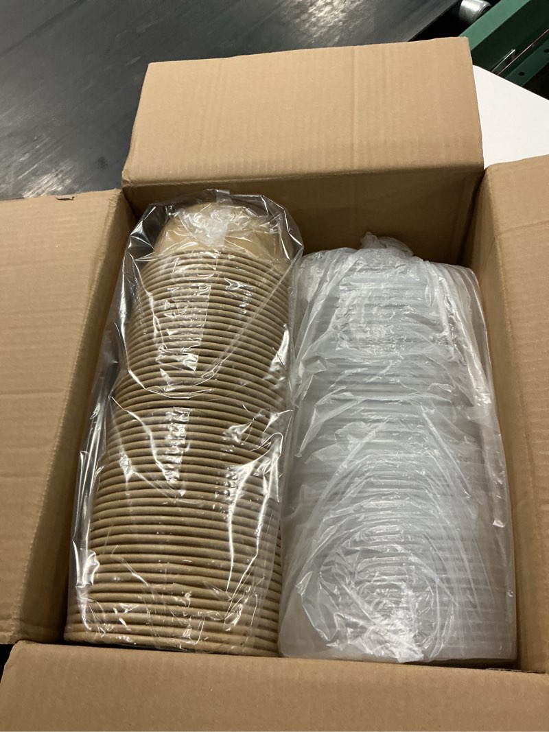 Condition photo showing New/Like New for toptoper 42oz 50pcs large paper bowls with lids, disposable soup serving bowls bulk party supplies for hot/cold food, soup (42 oz)