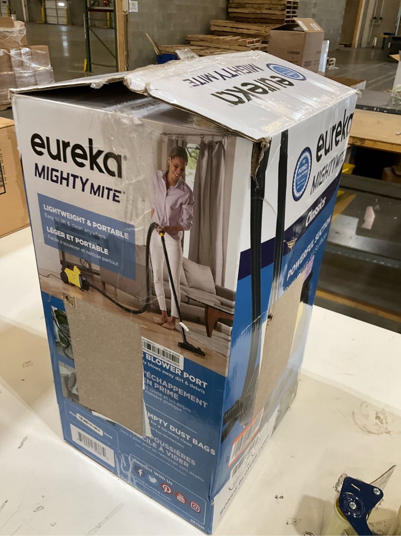 Condition photo showing As Is for eureka 3670m canister cleaner, lightweight powerful vacuum for carpets and hard floors, w/ 5bags,yellow