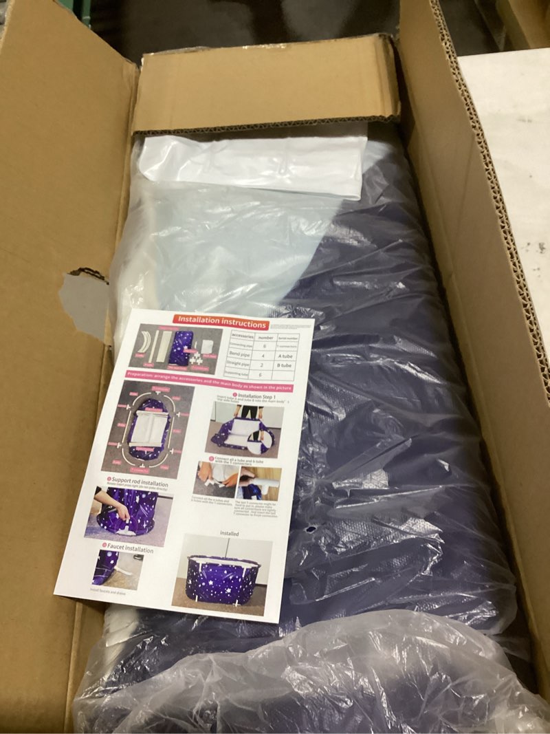 Condition photo showing Good Condition for 53" Extra Large Portable Foldable Bathtub with Metal Frame for Adult, Family SPA Soaking Tub with Cover for Small Bathroom, Thicken Multiple Layer Bathtub with Lid (Milk with Metal Frame EW3)