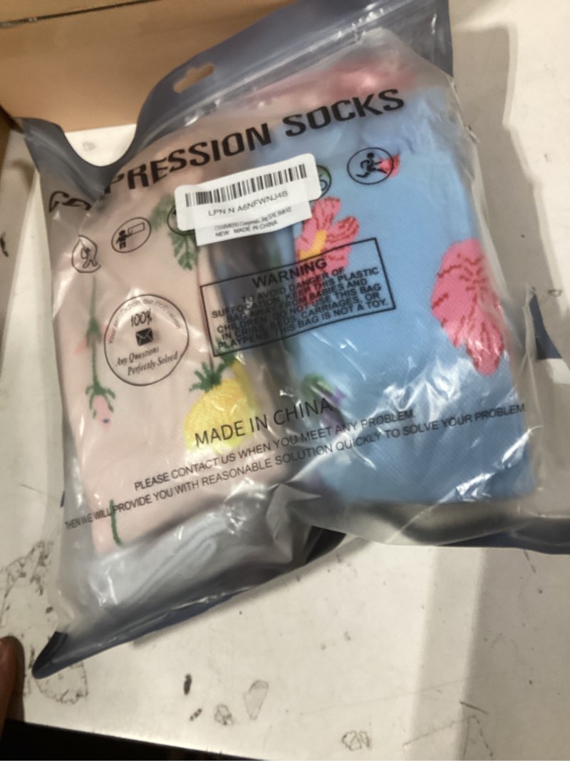 Condition photo showing New/Like New for charmking compression socks for women & men circulation (8 pairs) 15-20 mmhg is best support for athletic running,cycling small-medium 26 navy/white/pink/grey/cyan