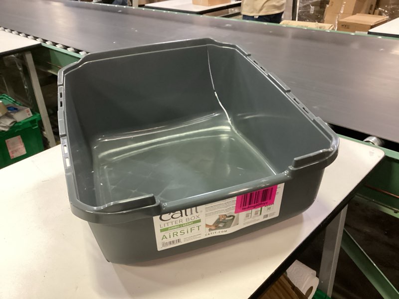 Condition photo showing As Is for Catit Airsift Jumbo Hooded Litter Pan, Warm Gray/White - Privacy and Easy Access for Cleaning - Ideal for Larger or Multiple Cat Households