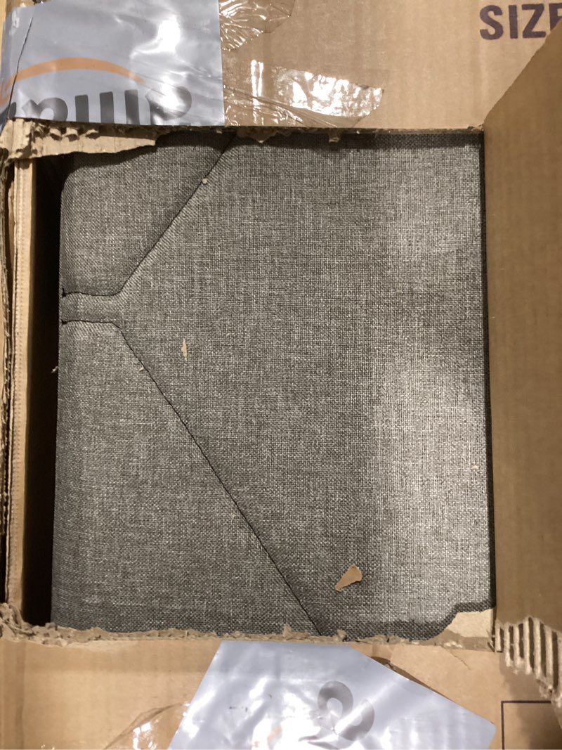 Condition photo showing Good Condition for Boyd Sleep Diamond Queen Size, Grey Linen Upholstered Platform Bed with Adjustable Headboard - Qualified Box Spring or Foundation Required for Use Diamond Grey Queen