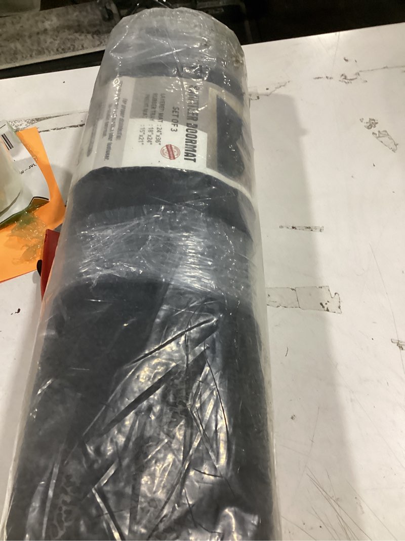 Condition photo showing Good Condition for layered rubber sanitizer doormat, tray, and foam insert, 24" x 36"