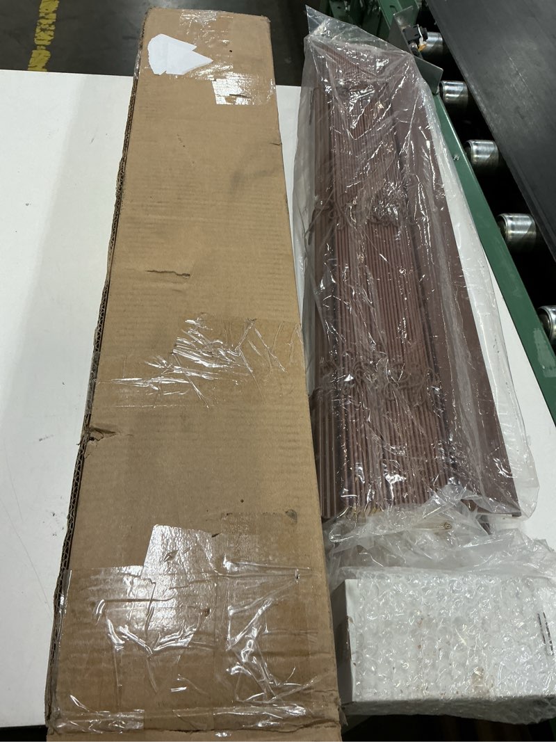 Condition photo showing New/Like New for dez furnishings cordless 2" faux wood blind, 26" w x 48" h, dark oak