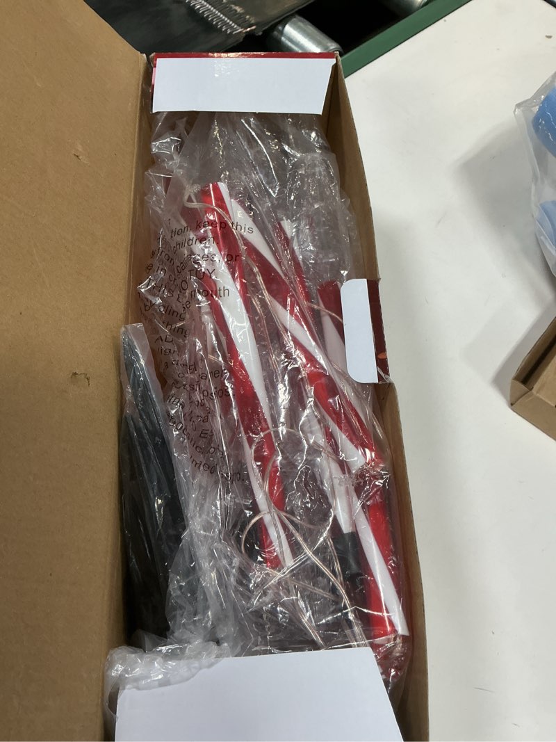 Condition photo showing As Is for Solar Christmas Lights Outdoor Waterproof: 8 Pack Star Solar Christmas Decorations Outdoor with 8 Modes, Solar Candy Cane Pathway Lights Outside for Yard Walkway Driveway Xmas Decor - Warm White Wame White