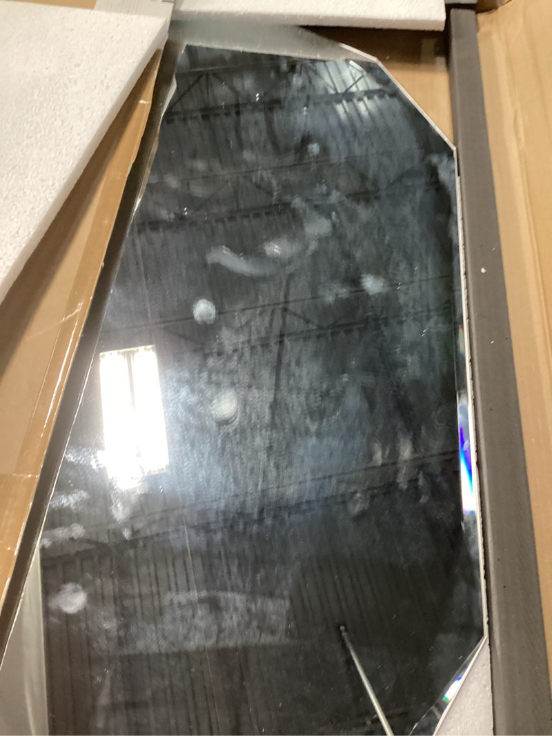 Condition photo showing Good Condition for 30x22 Inch Beveled Oval Bathroom Mirror, Frameless Copper-Free Silver Mirror, Modern Vanity Mirror, Decorative Wall Mirrors Over Sink for Restroom, Bedroom, Living Room, Bathroom, Entryway 30"L x 22"W