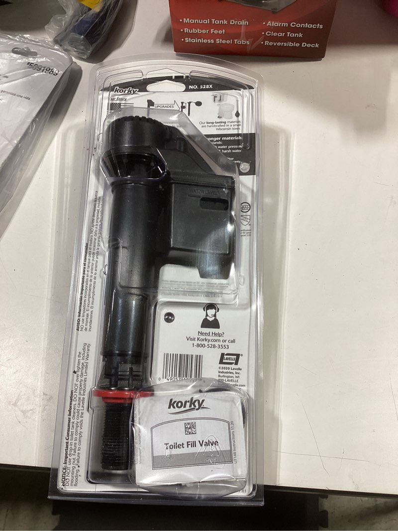 Condition photo showing As Is for Korky QuietFILL 2X Long Life Toilet Fill Valve - Universal Fits 99% of Toilets - Easy Height Adjust for Fast Install, 528X No Size
