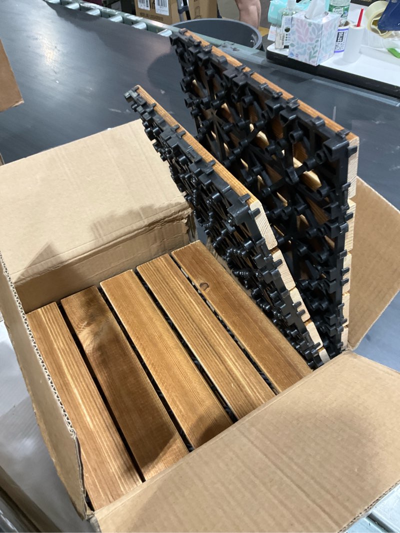 Condition photo showing Good Condition for 9 pack dog kennel flooring, 12"x12" interlocking dog kennels flooring decking for outside indoor grassland, instead of crate tray, kennel decking for dogs