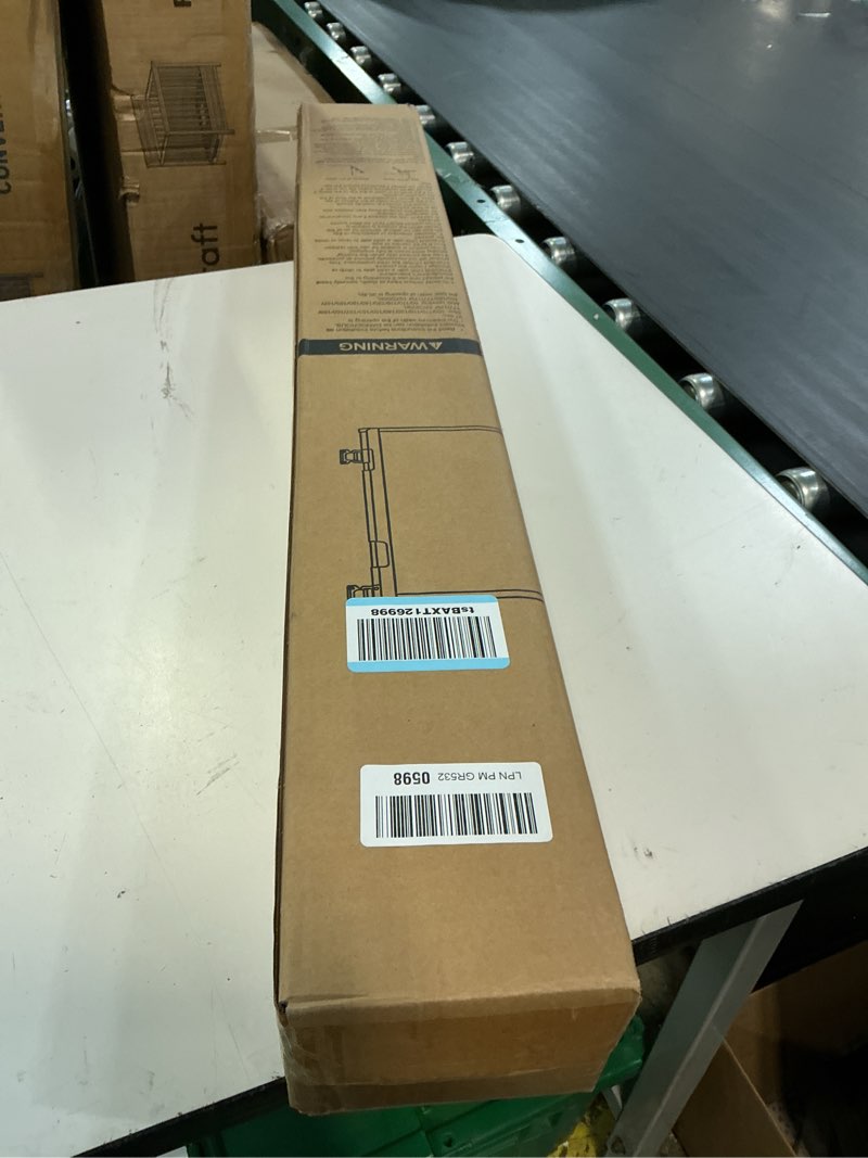 Condition photo showing New/Like New for reinforced 150” extra wide retractable baby gate with cat door 12.5ft outdoor pet gates for wide openings 37 inch tall retractable dog gates for doorways long pet gate indoor with cat door, black black reinforced 37" x 150"?with cat door?