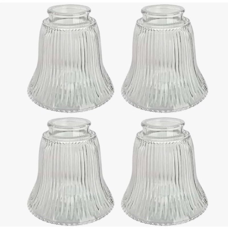 Aspen Creative 23080-4A Transitional Clear Ribbed Ceiling Fan Replacement Glass Shade, 2-1/8\" Fitter Size x 4-3/4\" Diameter x 4-1/2\" Height, 4 Pack