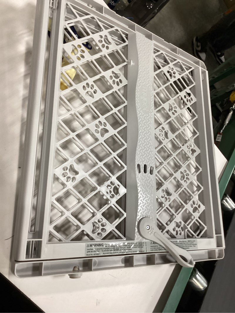 Condition photo showing Good Condition for MYPET North States Paws Portable Pet Gate: 26-40" Wide. Pressure Mount. No Tools Needed. Made in USA. Dog Gate 23" Tall, Expandable, Durable Dog Gates for Doorways, Light Gray