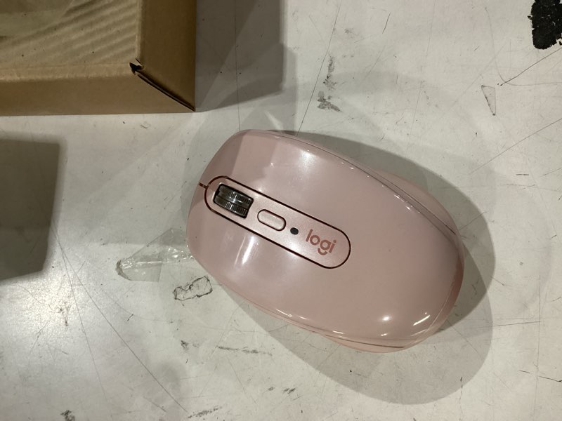 Condition photo showing Good Condition for *missing cable*logitech mx anywhere 3s compact wireless mouse, fast scrolling, 8k dpi any-surface tracking, quiet clicks, programmable buttons, usb c, bluetooth, windows pc, linux, chrome, mac - rose rose usb-c charge