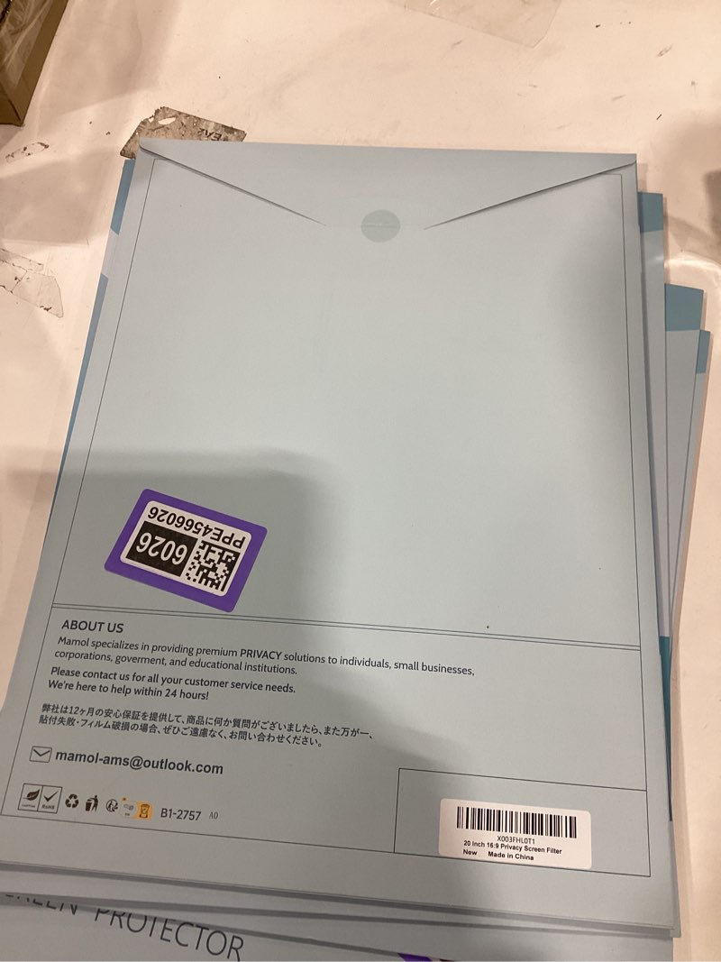 Condition photo showing New/Like New for Mamol 20 Inch Computer Privacy Screen Filter for 16:9 Widescreen Monitor, Anti Glare & Blue Light Filter, Removable Computer Monitor Privacy Shield, Anti-Scratch Screen Protector Film 20 in 20'' Privacy Screen (16:9)