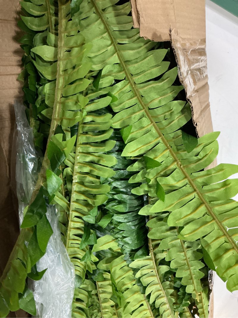 Condition photo showing New/Like New for gyerb 48" large artificial boston fern plants for outdoor indoor, fake ferns for front porch hanging, faux greenery bushes for home garden office decor, silk fern with realistic fronds, 88 branches 47“-88 leaves