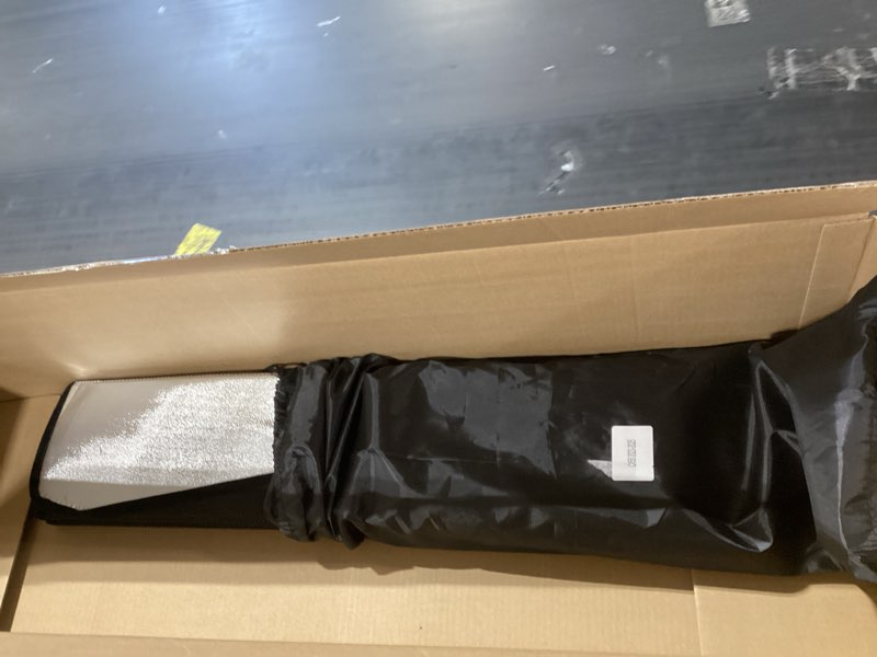 Condition photo showing As Is for econour car windshield sunshade | blocks 99% heat & keeps interior cool | universal fits cars, suvs, trucks | automotive sun screen, visor & car accessories for summer | medium (64x32 inches) (similar)