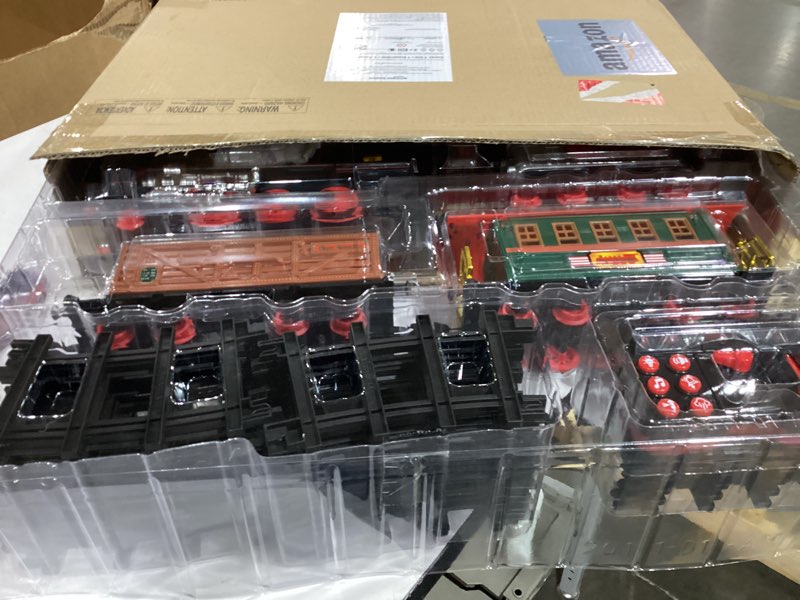 Condition photo showing Good Condition for amazon basics remote control steam engine hobby train set with tender and gondola and caboose smoking, working light and realistic sounds age 3 or up perfect for kids, multicolor