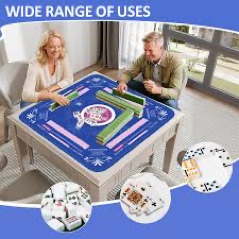 Qwiayeal Mahjong Mat with Rules for Table with 6 Mahjong Playing Instructions,4 Mahjong Tile Mixer &
