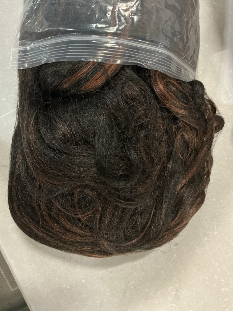 Condition photo showing As Is for hanne yaki curly v part wig u part synthetic half wigs for black women 22 inch heat-resistant hair replacement wig (mixed brown) 22 inch mixed brown