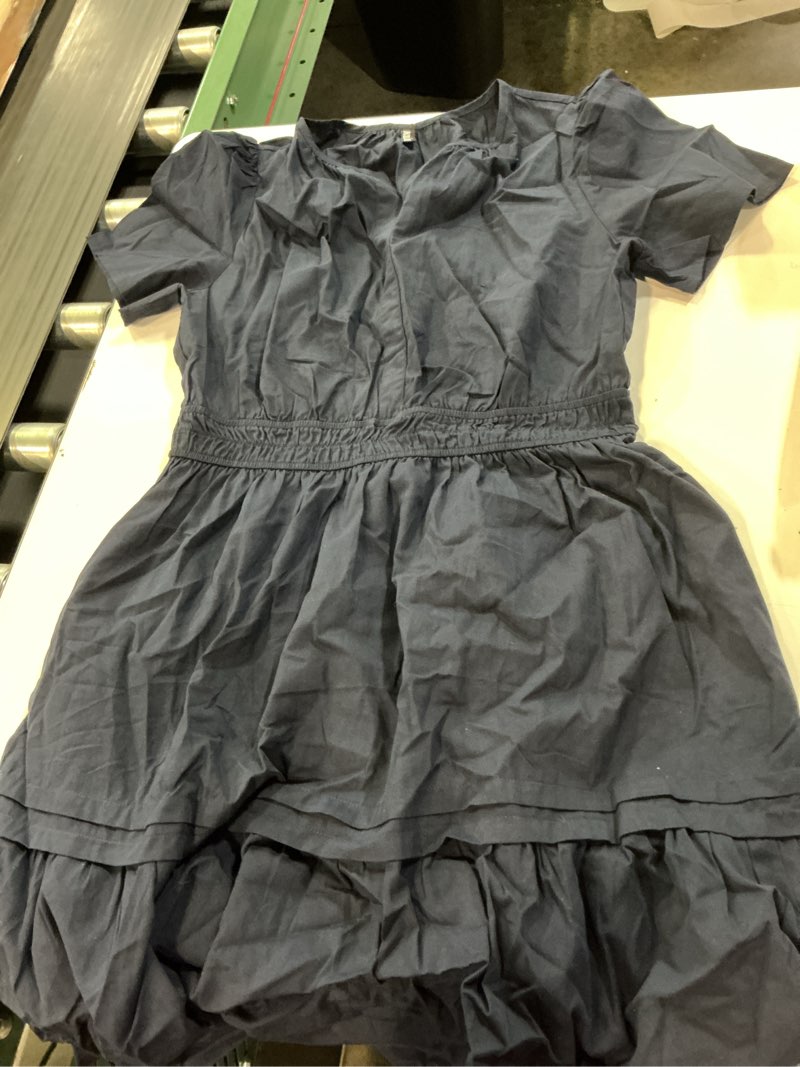 Condition photo showing New/Like New for btfbm summer dresses for women 2026 casual boho sundress short sleeve v neck ruffle a line beach vacation mini dress navy medium