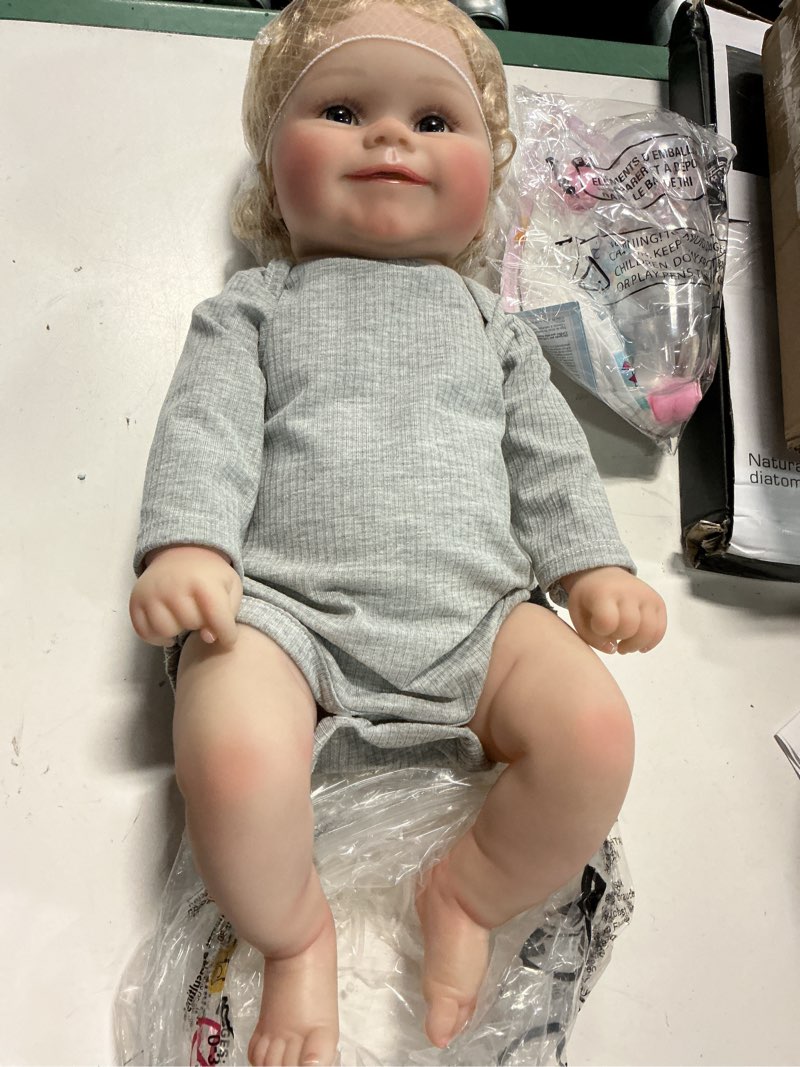 Condition photo showing Good Condition for reborn baby dolls girl full body soft vinyl silicone 20 inch newborn doll anatomically correct with rooted hair for kids age 3+ gift full vinyl doll girl with rooted hair