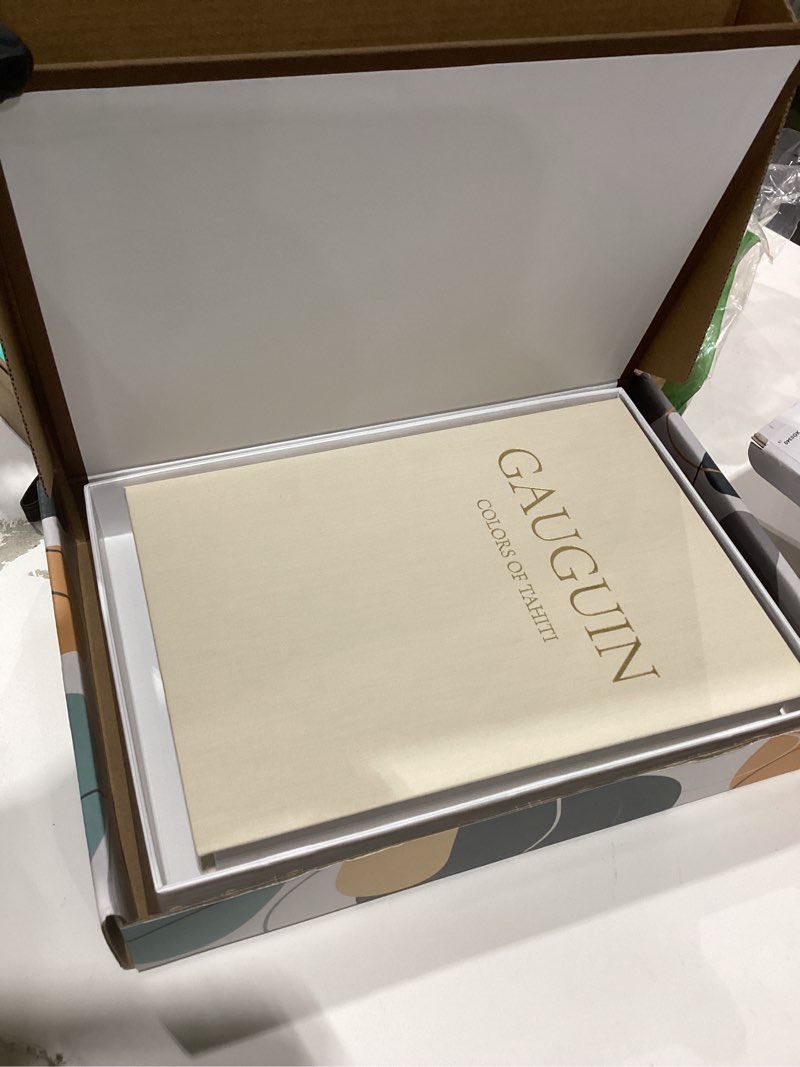 Condition photo showing Good Condition for Decorative Books for Home Decor - Stackable Faux Book Box for Coffee Table Styling & Hidden Storage - Neutral Linen Fake Books as Display Riser for Shelf & Entryway (Set of 2, Van Gogh Art) Beige-Brown