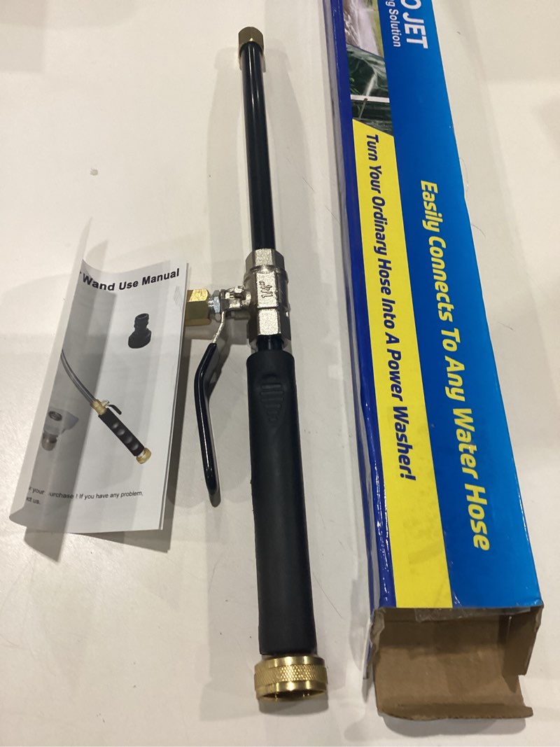 Condition photo showing As Is for NOZZLES MISSING Upgraded Pressure Washer Wand, Brass Water Jet Nozzle for Garden Hose, Hydro Hose Quick Connector, Cleaning Watering Sprayer for Patio Lawn Paver Pool Car Window Glass