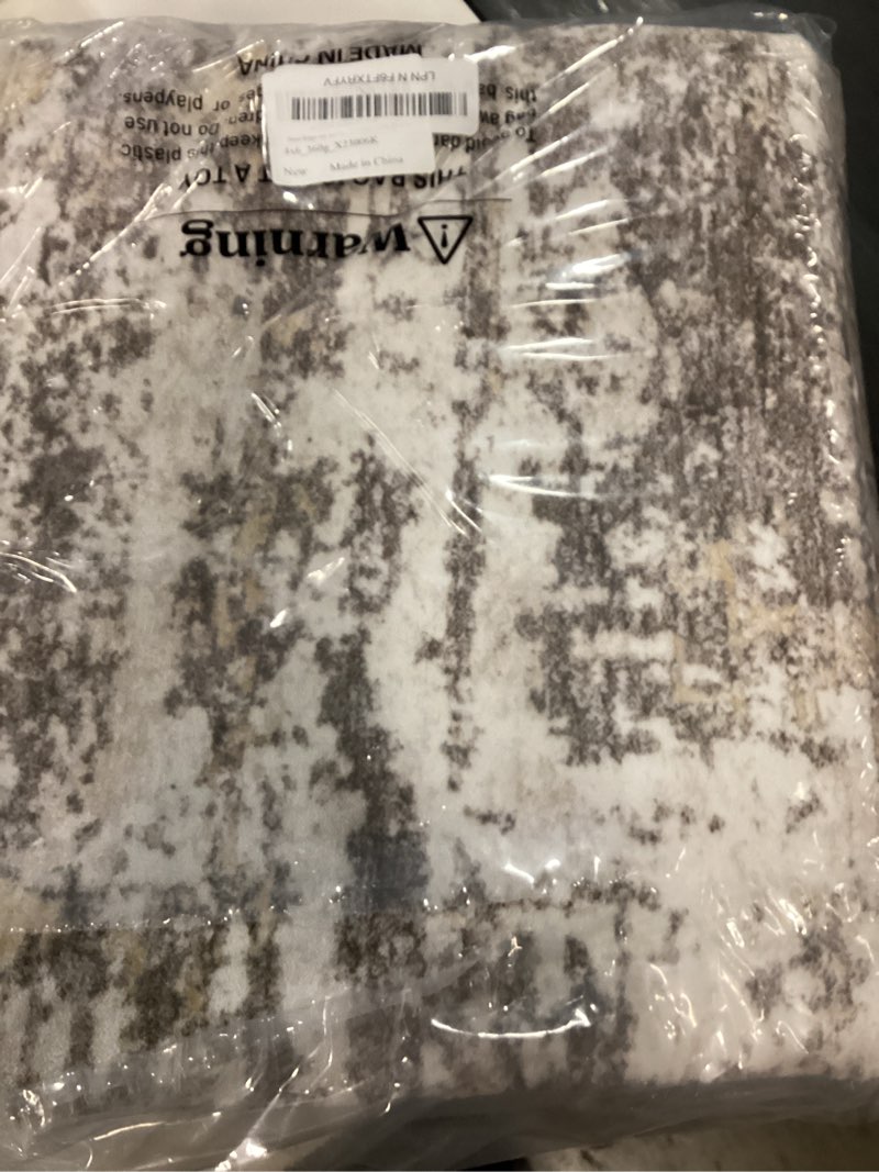 Condition photo showing New/Like New for area rugs for living room: 4x6 abstract washable rug modern neutral large soft stain resistant non-slip backing machine table for bedroom dining room indoor home office carpet - gold brown gold brown 4' x 6' (rectangular)