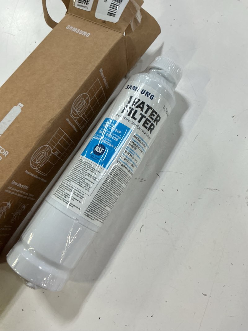 Condition photo showing Good Condition for samsung genuine filter for refrigerator water and ice, carbon block filtration for clean, clear drinking water, 6-month life, haf-cin/exp, 1 pack
