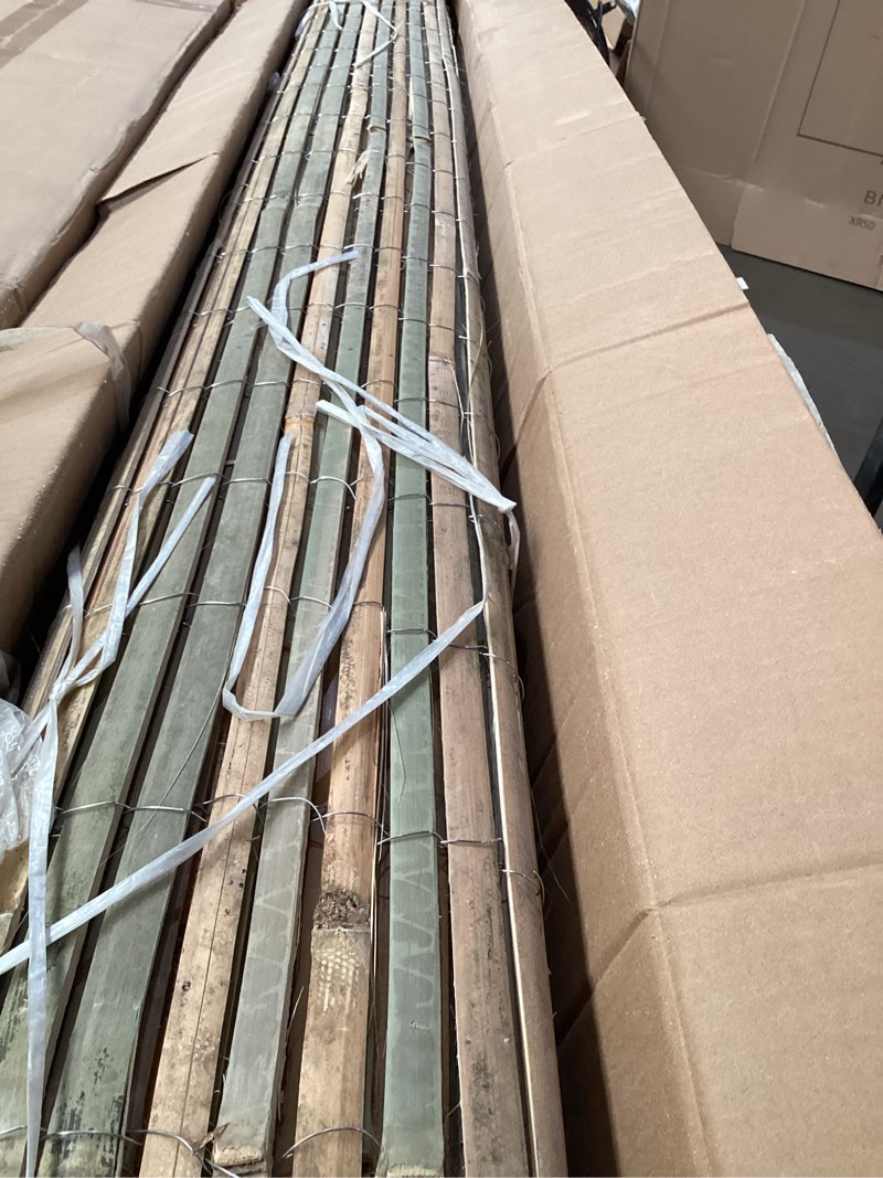 Condition photo showing Good Condition for bamboo slat fence 6.5ft h x 13ft l, bamboo privacy fence 6.5ft high, natural bamboo fencing, decorative bamboo fence for backyard, balcony, garden, and pool area 6.5ft(h? x 13ft(l)